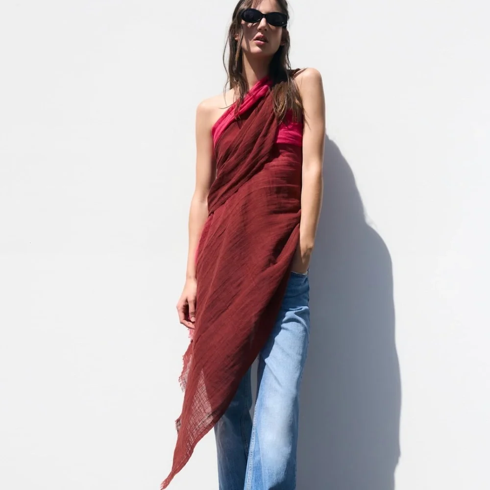 Zara limited edition linen blend tie & dye scarf